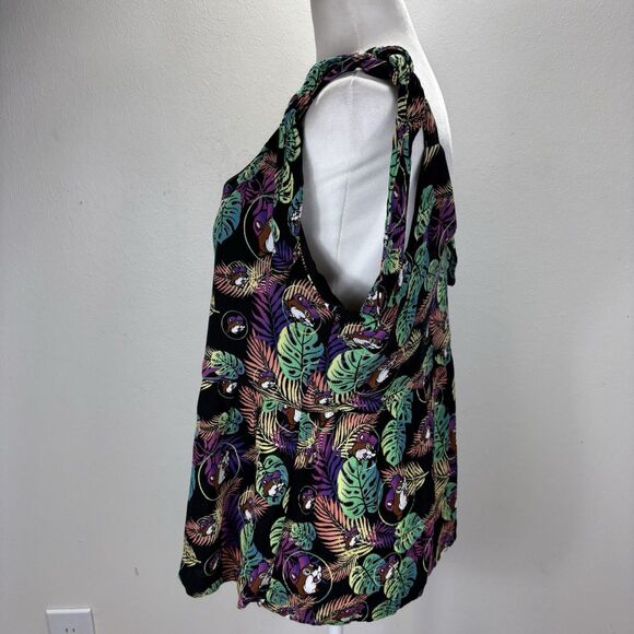 BUC-EE’S Women’s Flounce Tank Top Tie Straps Palm All Over Print Flowy Vacation - Picture 6 of 11